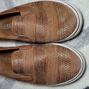 Lauren RL loafer "JANIS" 7.5 faux straw textile neutral